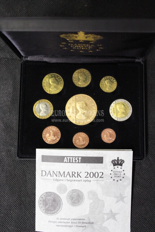 2002 Danimarca serie prova euro coins  