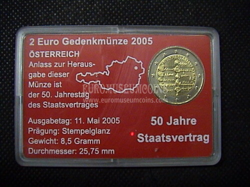 Austria 2005 50° dello Stato 2 Euro commemorativo in coincard