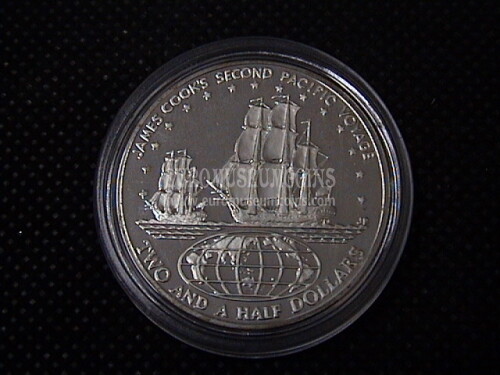 1974 Isole Cook 2,5 Dollari in argento Proof James Cook's