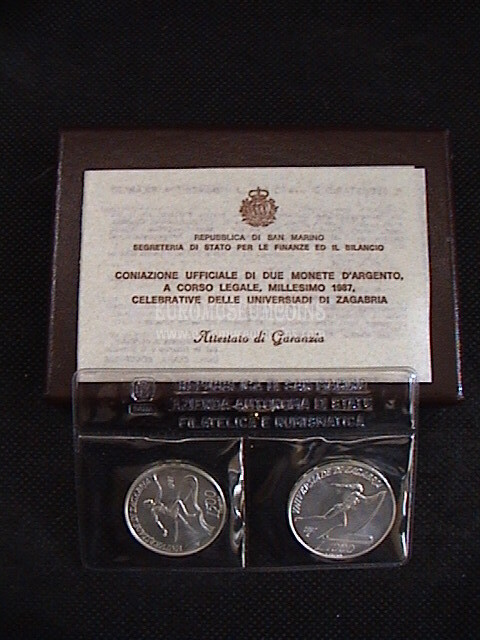 1987 San Marino 500 e 1000 Lire Universiade Zagabria argento FDC