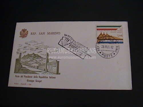 1965 San Marino Visita del Presidente Saragat Busta FAIP primo giorno di emissione 