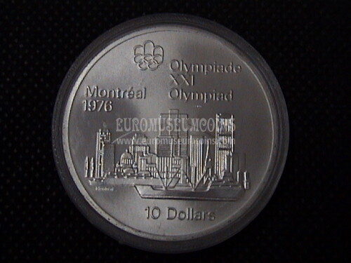 1973 Canada 10 Dollari Olimpiadi di Montreal 1976 in argento Veduta