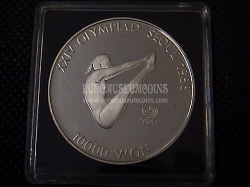 1987 Corea del Sud 10000 Won Argento Proof Olimpiade di Seul del 1988 Tuffi