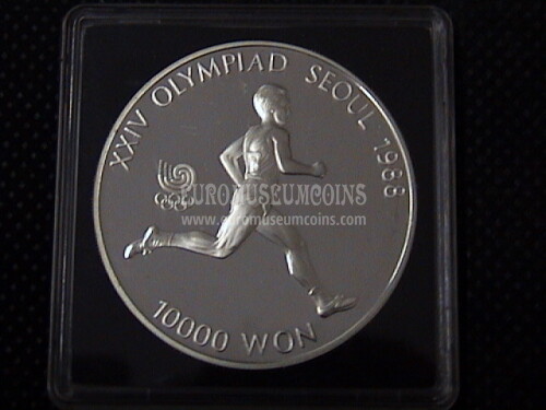 1986 Corea del Sud 10000 Won Argento Proof Olimpiade di Seul del 1988 Corsa