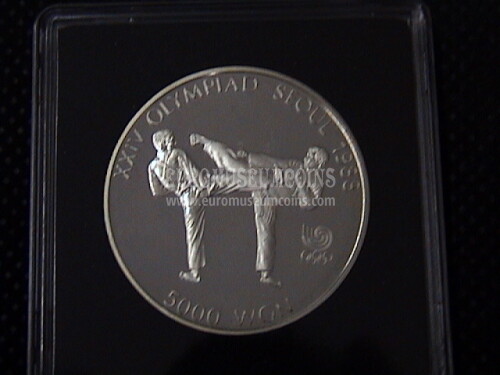 1987 Corea del Sud 5000 Won Argento Proof Olimpiade di Seul del 1988 Tae Kwon Do