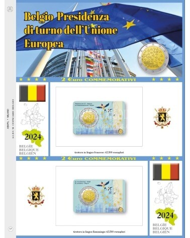 2024 Belgio foglio per 2 euro comm. Semestre presidenza europea per 2 coincard