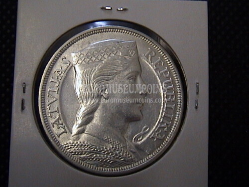 1931 Lettonia 5 Lati in argento