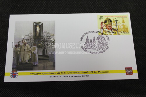 2002 Vaticano Busta Viaggio del Papa Polonia con timbro