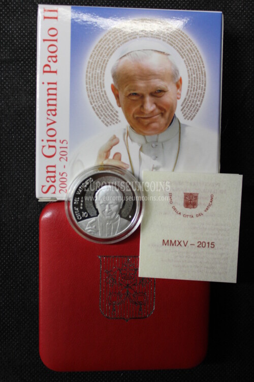 2015 Vaticano 10 Euro PROOF Giovanni Paolo II in argento con cofanetto  