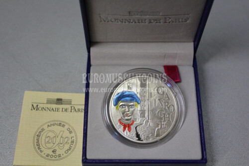 2002 Francia 1,5 Euro in argento PROOF Victor Hugo Gavroche