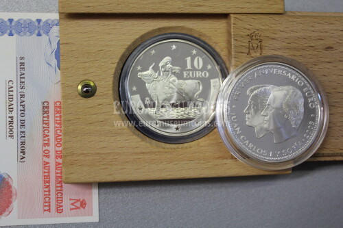2003 Spagna 10 Euro in argento Proof Primo Anniversario dell' Euro