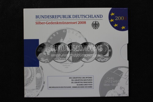 2008 Germania 10 Euro Proof in argento serie ufficiale
