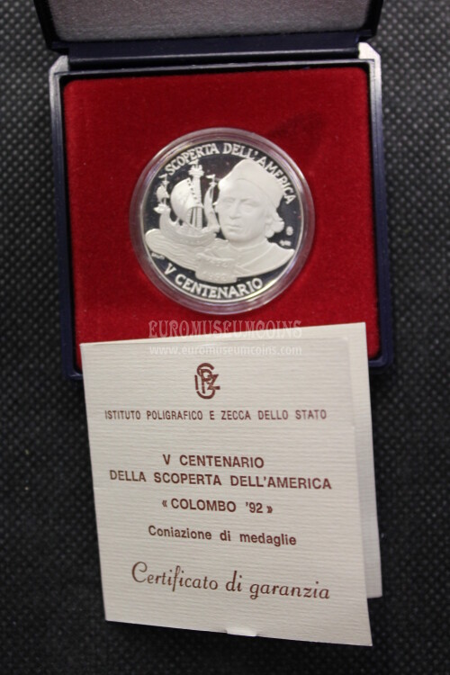 1992 Italia V Centenario della Scoperta dell'America Colombo medaglia in argento