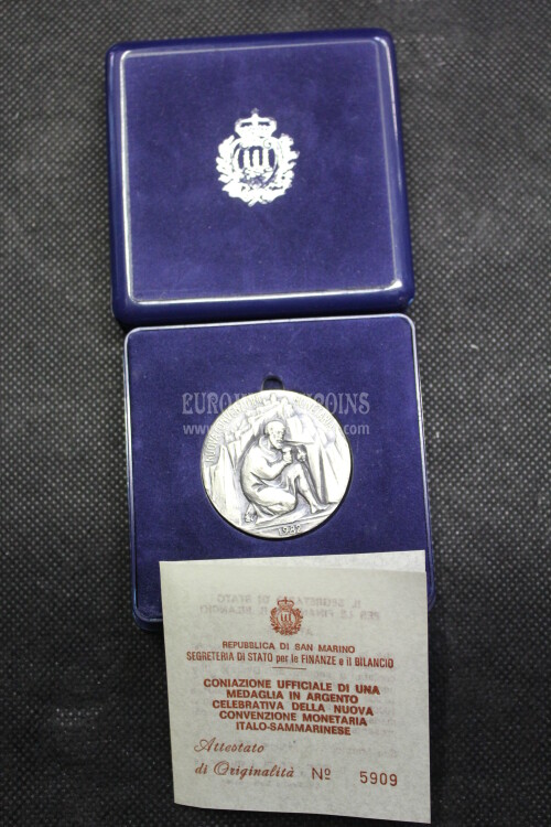 1982 San Marino Convenzione Monetaria medaglia in argento