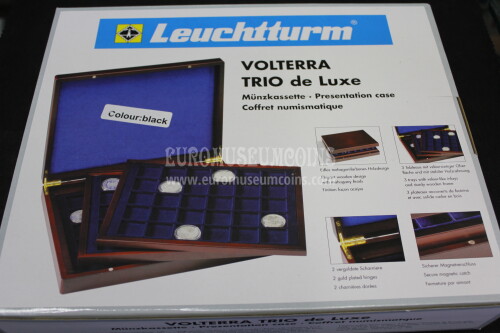 32 mm Cofanetto Volterra Trio de Luxe in legno per 105 monete da 2 euro in capsula colore nero