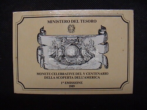 1989 Italia Dittico 500 + 200 Lire FDC Scoperta America argento in folder