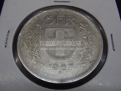 1967 Svizzera 5 Franchi in argento