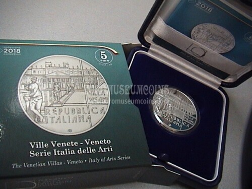 2018 Italia 5 Euro PROOF Ville Venete in argento