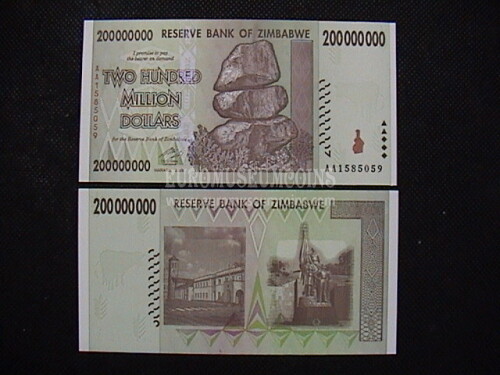 200 Milioni di dollari banconota emessa dallo Zimbabwe nel 2008 