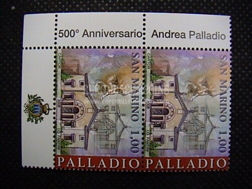2008 San Marino : Andrea Palladio ( 2 valori angolo foglio Stemma RSM )