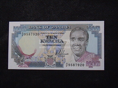 10 Kwacha Banconota emessa dallo Zambia 1989