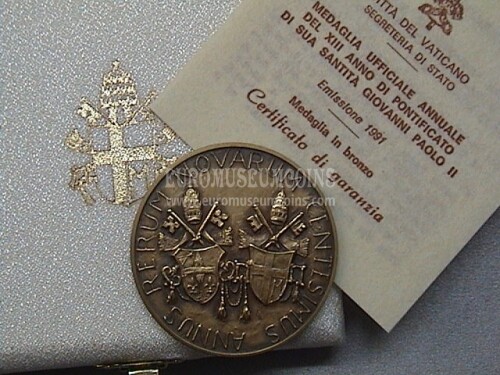 1991 Vaticano medaglia Giovanni Paolo II in bronzo