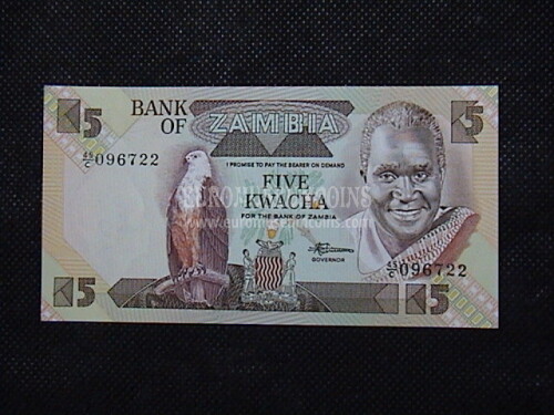 5 Kwacha Banconota emessa dallo Zambia 1980