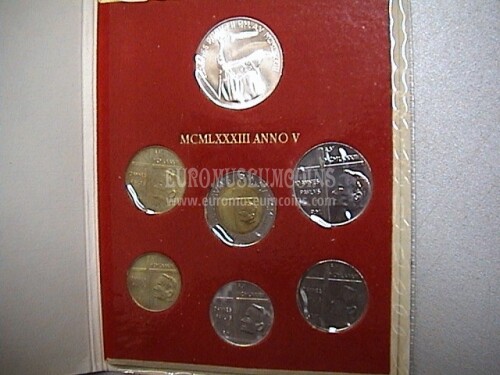 1983 Vaticano divisionale con Lire 1000 in argento FDC Anno V