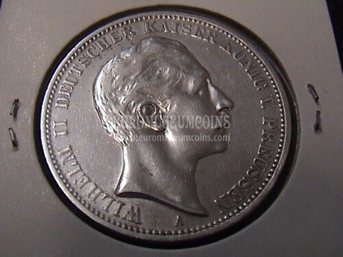 1909 Germania - Prussia Guglielmo II 3 Marchi in argento