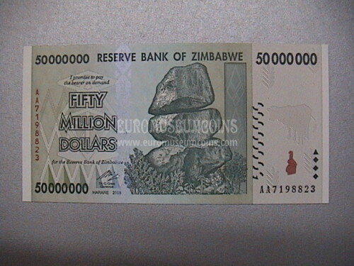 50 Milioni di dollari banconota emessa dallo Zimbabwe nel 2008 