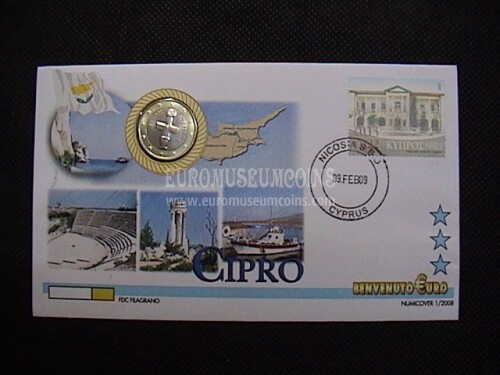 Cipro moneta da 1 euro in coin cover