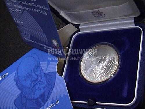 2007 Italia 5 Euro FDC SPINELLI in argento con cofanetto  