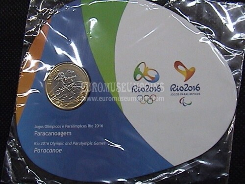 Brasile Olympic & Paralimpic Games RIO 2016 1 Real FDC Coin Paracanoa