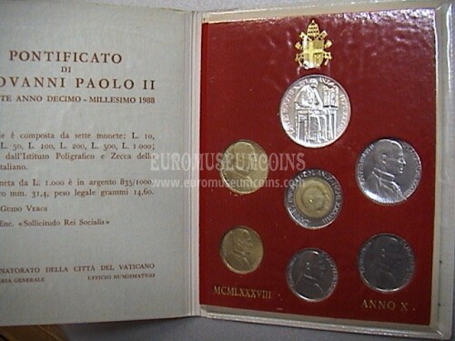 1988 Vaticano divisionale con Lire 1000 in argento FDC Anno X