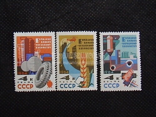 1964 U.R.S.S.francobolli Industria Chimica 3 valori  