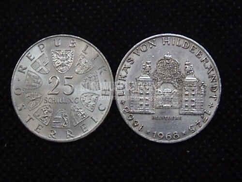 1968 Austria 25 scellini 300° Hildebrandt  in argento