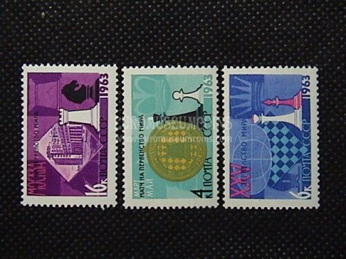 1963 U.R.S.S.francobolli Campionato Mondiale di Scacchi 3 valori