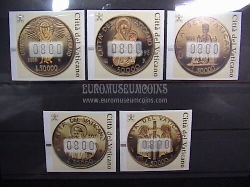 2001 Vaticano Monete d'Oro 5 valori frama