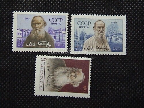1960 U.R.S.S.francobolli Tolstoi URSS 3 valori  