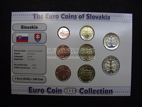 2009 Slovacchia serie 8 monete Euro Coin Collection