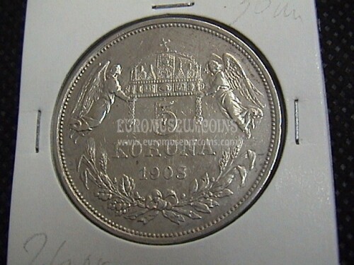 1908 Ungheria 5 Corone in argento