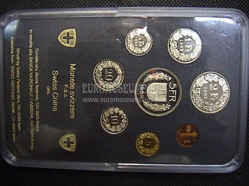 1982 Svizzera serie completa 8 monete FDC in confezione ufficiale