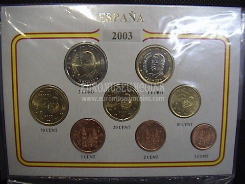 2003 Spagna serie 8 monete euro in blister Eurocollection 