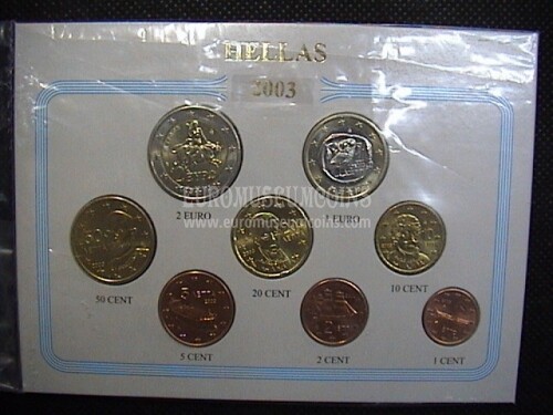 2003 Grecia serie completa 8 monete euro in blister Eurocollection 