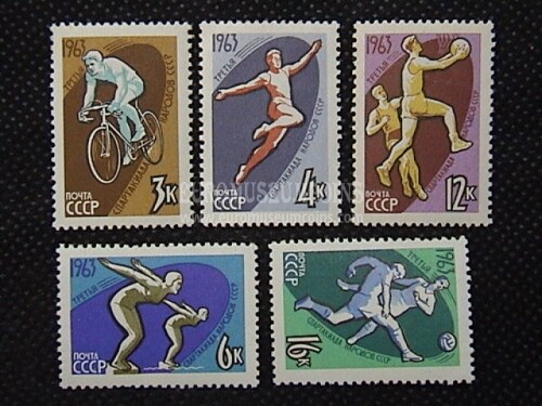 1963 U.R.S.S. Spartachiade Sovietica serie francobolli 5 valori