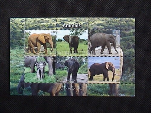 2011 ANIMALI Elefanti foglietto BF MALAWI