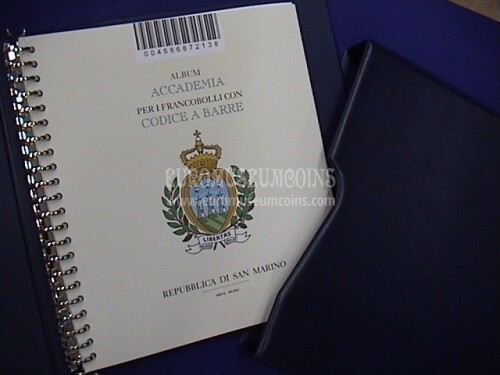 San Marino Codice a Barre 2007 - 2008 cartella Elegant con custodia completa di 47 fogli a 22 anelli colore blu