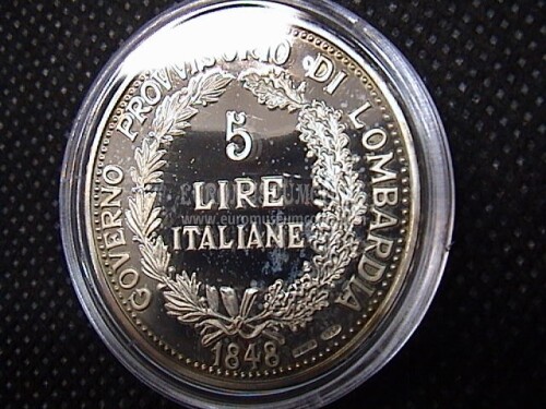 1848 Scudo da Lire 5 Governo Provvisorio di Lombardia medaglia