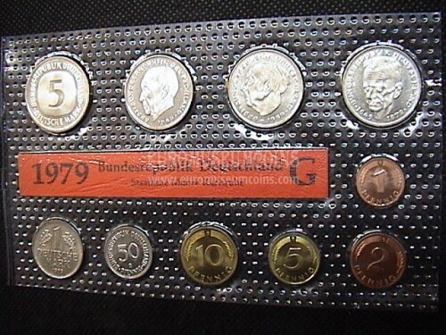1979 Germania set ufficiale Marchi tedeschi 10 monete zecca G