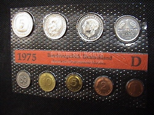 1975 Germania set ufficiale Marchi tedeschi 9 monete FDC zecca D